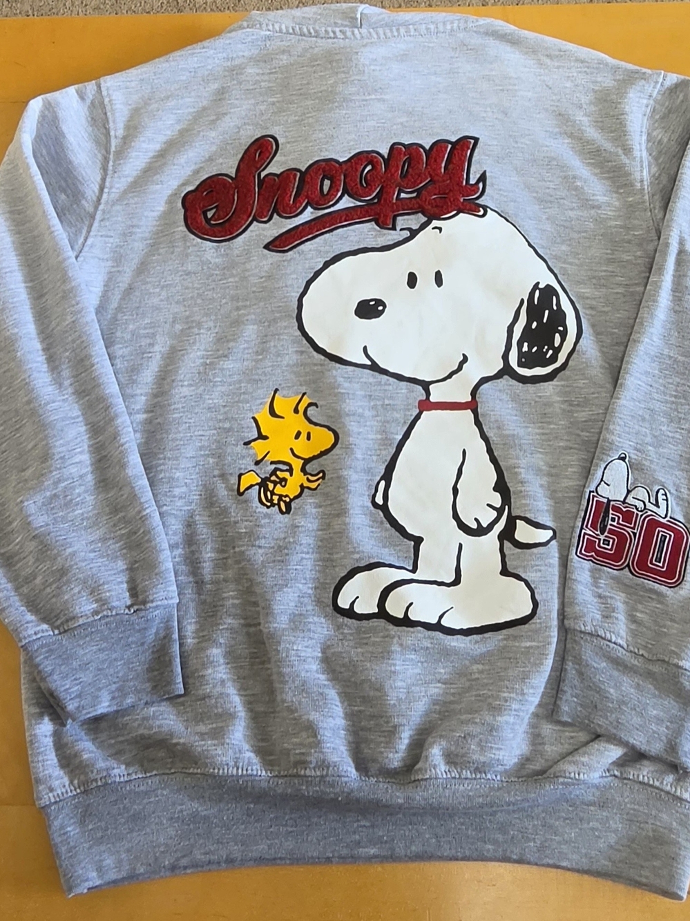 Peanuts Snoopy Woodstock Graphic Hoodie – Gray Pullover Size S Womens
